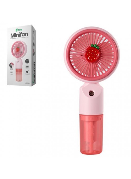 Feny FN-F50 Pembe Kademeli Ultra Sessiz Buharlı Şarjlı 800Mah Mini El Fanı