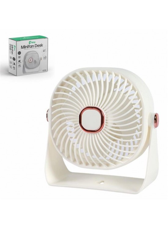Feny FN-F55 Beyaz Ultra Sessiz 3 Kademeli Şarjlı 800Mah Masa Fanı 4"