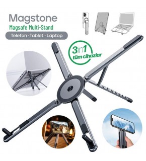 Feny FN-MS10 Magstone 360° Dönebi·len Ayarlanabi·li·r Kademeli· 3i·n1 Magsafe Laptop Stand