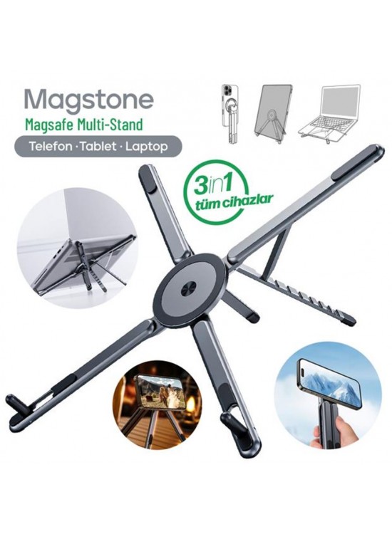 Feny FN-MS10 Magstone 360° Dönebi·len Ayarlanabi·li·r Kademeli· 3i·n1 Magsafe Laptop Stand Feny FN-MS10 Magstone 360° Dönebi·len Ayarlanabi·li·r Kademeli· 3i·n1 Magsafe Laptop Stand