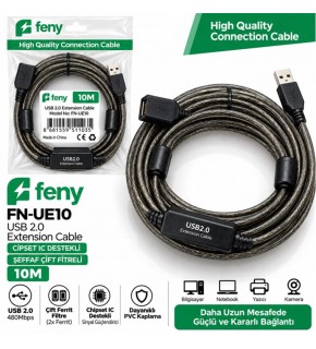 Feny FN-UE10 10mt Usb Uzatma Kablo 2.0 Extension Cipsed Destekli Çift Filtreli