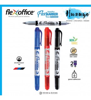 Flexoffice Permanent Marker Çift Taraflı Siyah Mürekkep 12 Lİ FO-PM07