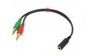 Frisby FA-6624AC 2x3.5mm Stereo Erkek - 4 Pin 3.5mm Stereo Dişi Y Kablo
