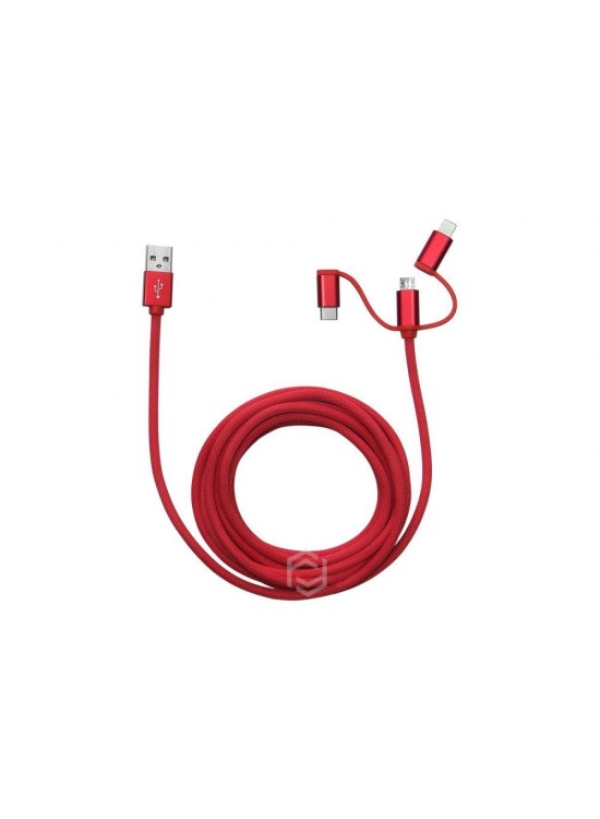 Frisby FA-7558UC 3mt Örgülü USB Data - Şarj Kablo 3in1 (iOS-Android-Type-C) Kırmızı Frisby FA-7558UC 3mt Örgülü USB Data - Şarj Kablo 3in1 (iOS-Android-Type-C) Kırmızı