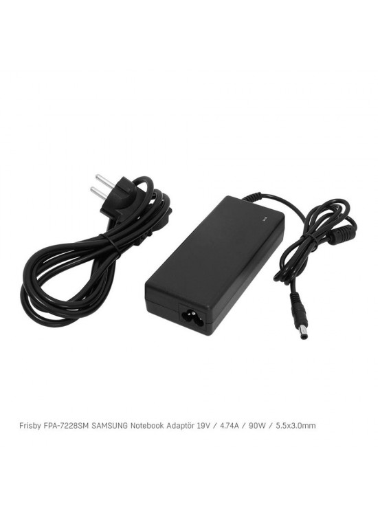 Frisby FPA-7228SM Notebook Adaptör (Samsung) 19V 4.74A (Uç Boyutu : 5.5 x 3.0mm) Frisby FPA-7228SM Notebook Adaptör (Samsung) 19V 4.74A (Uç Boyutu : 5.5 x 3.0mm)