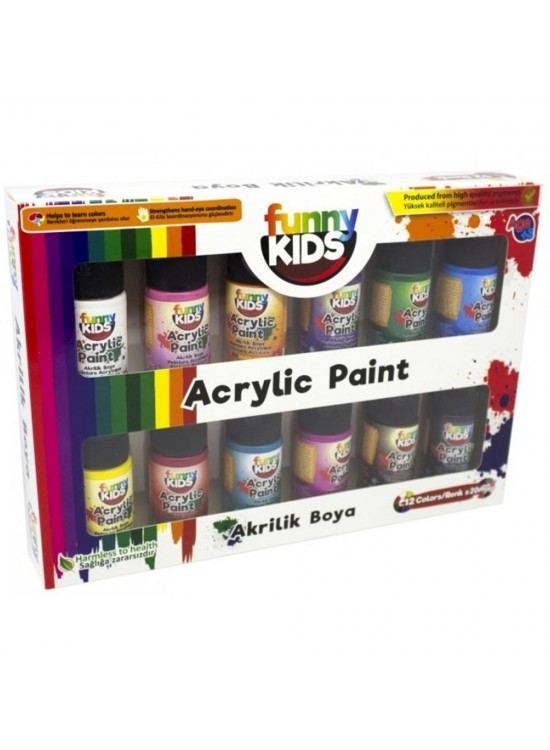 Funny Kids Akrilik Boya 12 Li Set 20 ML Funny Kids Akrilik Boya 12 Li Set 20 ML