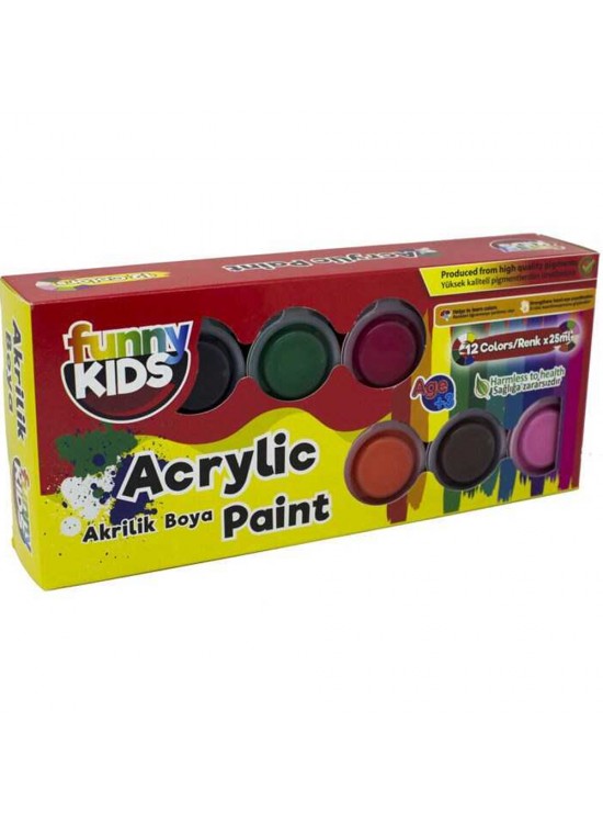 Funny Kids Akrilik Boya 12 Renk 25 ML 1550 Funny Kids Akrilik Boya 12 Renk 25 ML 1550