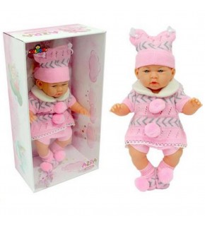 Galtoys Azra Bebek Newborn Pembe-Gri Triko Elbiseli