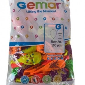 Gemar Balon GDF90 26Cm 100Lü Baskılı Neon