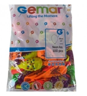 Gemar Balon GDF90 26Cm 100Lü Baskılı Neon