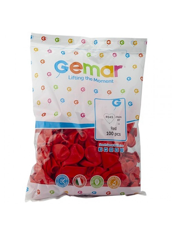Gemar Balon Kalpli 10" 25cm #05 CR Kırmızı 100 lü