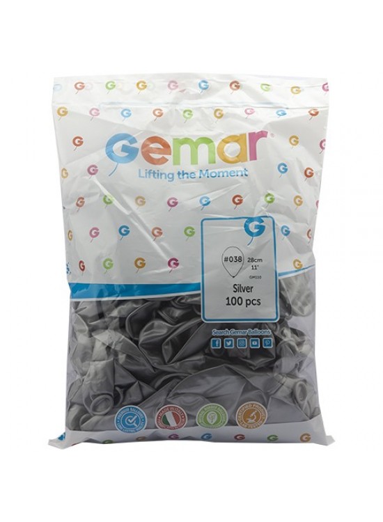 Gemar Metalik Balon Gm110 28Cm 100 Lü Gümüş 038 Gemar Metalik Balon Gm110 28Cm 100 Lü Gümüş 038
