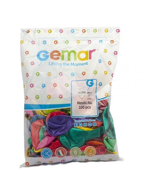 Gemar Metalik Balon Gm110 28Cm 100 Lü Karışık #082 Gemar Metalik Balon Gm110 28Cm 100 Lü Karışık #082