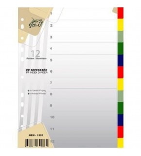 Gen-of Seperatör 1-12 Rakamlı Plastik A4
