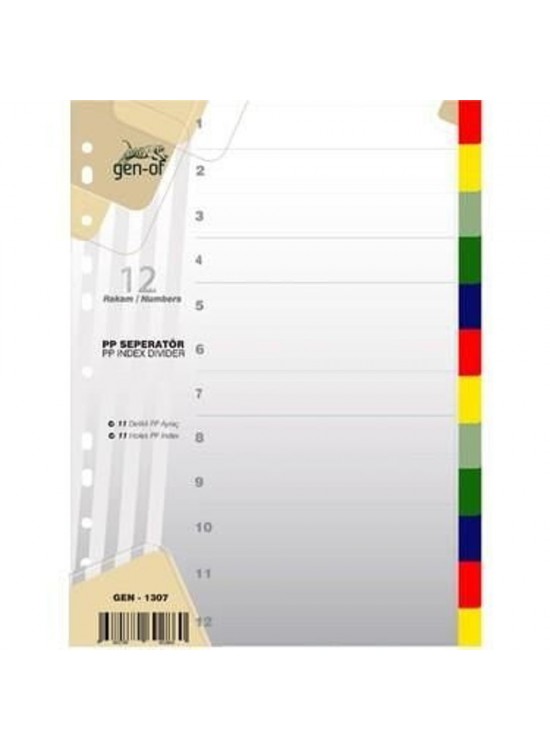 Gen-of Seperatör 1-12 Rakamlı Plastik A4
