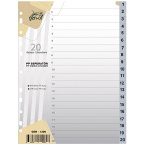 Gen-of  Seperatör 1-20 Rakamlı Plastik A4