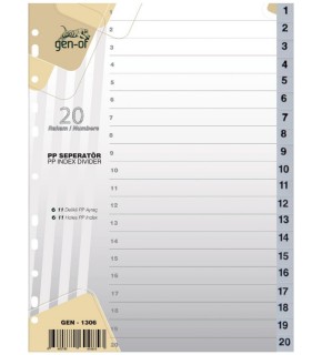 Gen-of  Seperatör 1-20 Rakamlı Plastik A4