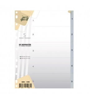 Gen-of Seperatör 1-5 Rakamlı Plastik A4