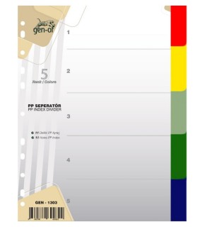 Gen-of Seperatör 1-5 Renkli Plastik A4