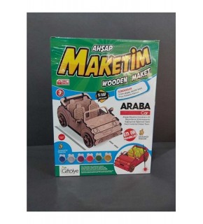 Giftölye 3D Ahşap Araba