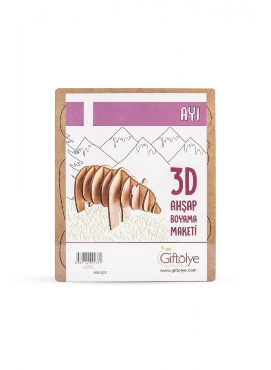 Giftölye 3D Ahşap Biblo Ayı HB-003