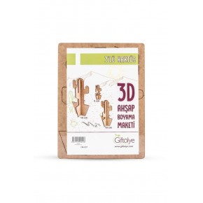 Giftölye 3D Ahşap Kaktüs Seti 3 lü HB-007