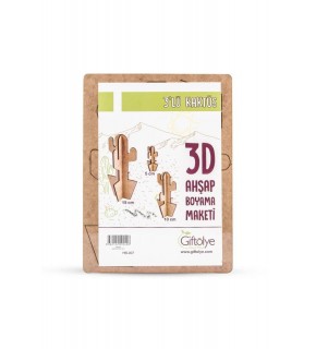 Giftölye 3D Ahşap Kaktüs Seti 3 lü HB-007