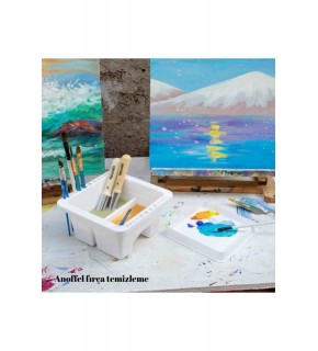 Giorgione Plastik Fırça Temizleme Kabı Büyük