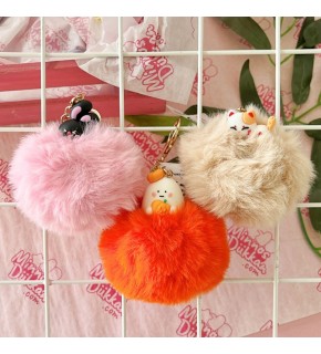 Gıpta Anahtarlık Cute Anımal Pompom 6 Renk 24 Lü