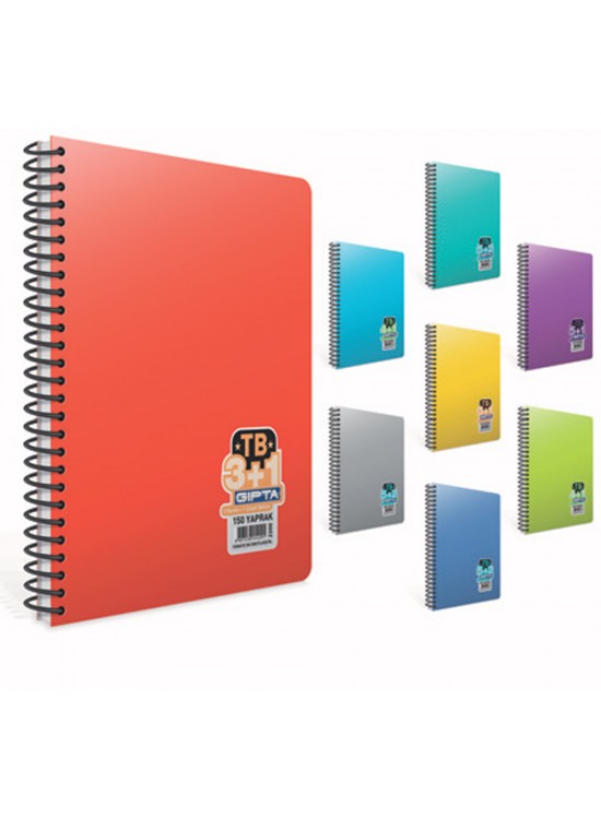 Gıpta Ayraçlı Defter Tb Plastik Kapak A4 150 Yp 3+1