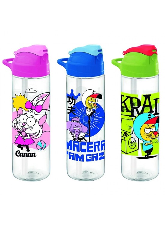 Gıpta Matara Kral Şakir Pipetli 630 CC Desenli Tritan