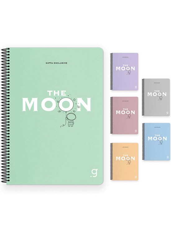 Gıpta Moon Spiralli Plastik Kapak Defter 17x24 80 YP Çizgili