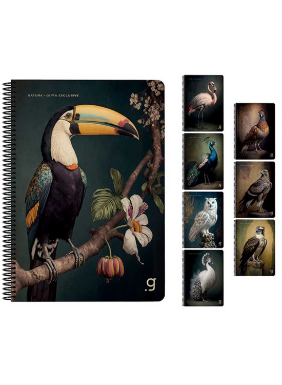 Gıpta Natura Spiralli Karton Kapak Defter A4 80 YP Çizgili 7057