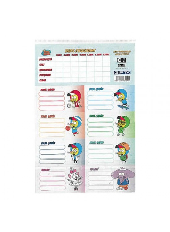 Gıpta Okul Etiketi Kral Şakir Ders Programlı 16x24-3 YP (1 Adet) Gıpta Okul Etiketi Kral Şakir Ders Programlı 16x24-3 YP (1 Adet)