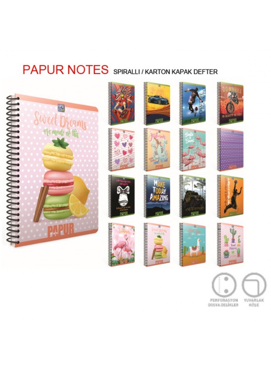 Gıpta Papur Notes Spiralli Karton Kapak Defter A4 120 YP Çizgili 4966