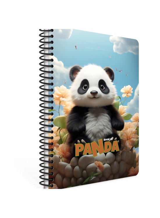 Gıpta Spiralli Karton Kapak Defter Panda A4 80 YP Kareli