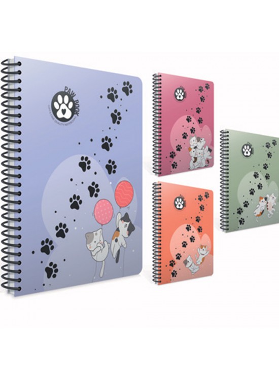 Gıpta Spiralli Plastik Kapak Defter Paw A4 100 YP Kareli