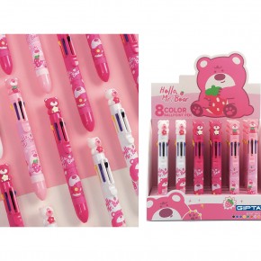 Gıpta Tükenmez Kalem-pink Bear 8 Color 24 Lü K4267