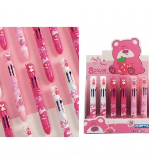Gıpta Tükenmez Kalem-pink Bear 8 Color 24 Lü K4267