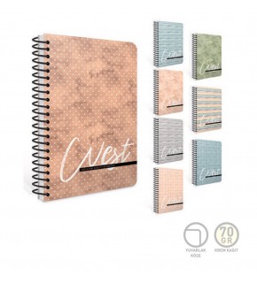 Gıpta West Defter Spralli Sert Kapak 17x24 120 Yaprak Çizgisiz 3-8862000-2011