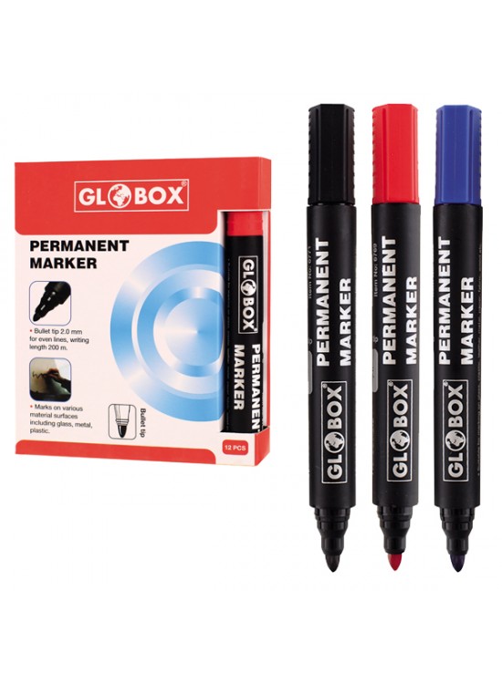 Globox Markör Permanent Yuvarlak Uç Kırmızı (1 Adet)