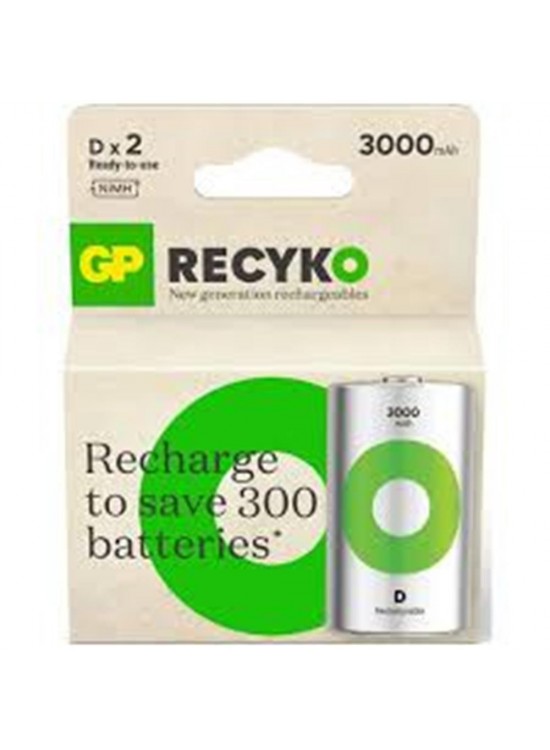 Gp 3000 mAh Büyük Boy Şarjlı Pil 2 li  Paket D Boy GP300DHCR21-2TLB2