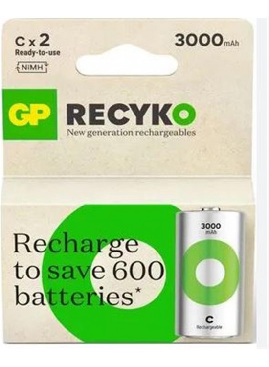 Gp 3000 mAh Orta Boy Şarjlı Pil 2 li  Paket C Boy GP300CHCBMTR-2EB2