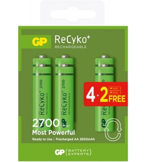 GP AA 2600 mAh Şarjlı Kalem Pil 4+2'li Paket GP270AAHCE4-2