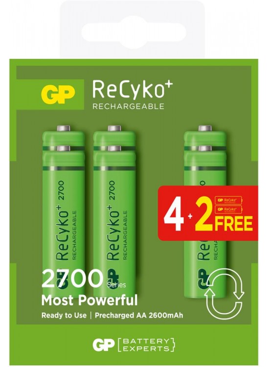 GP AA 2600 mAh Şarjlı Kalem Pil 4+2'li Paket GP270AAHCE4-2 GP AA 2600 mAh Şarjlı Kalem Pil 4+2'li Paket GP270AAHCE4-2