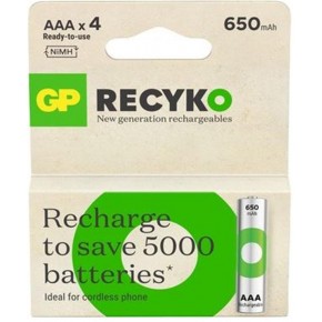 GP AAA 650 mAh Şarjlı Recharge İnce Kalem Pil 4'lü Paket GP65AAAHVC-2TLB4