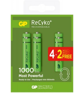 GP AAA 950 mAh Şarjlı İnce Kalem Pil 4+2'li Paket GP100AAAHCE4-2BB