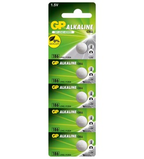 GP GP186-C5 LR43 AG12 Alkalin Düğme Pil 5'li Paket