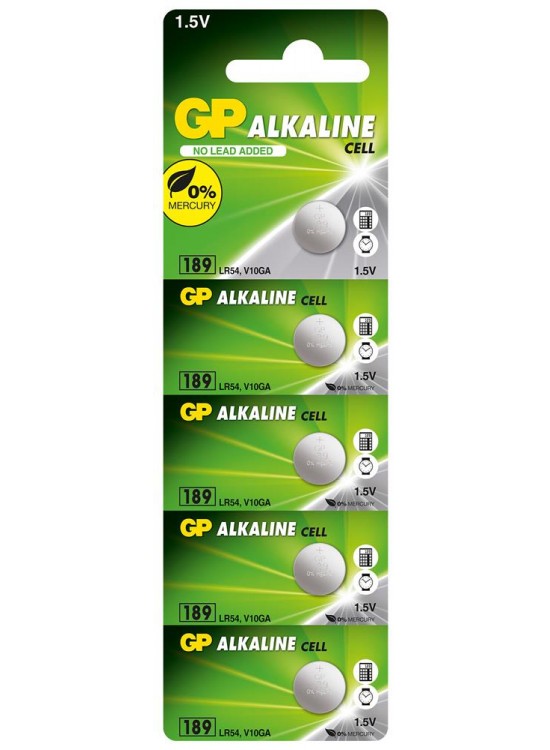 GP GP189-C5 LR54 AG10-LR1130 Alkalin Düğme Pil 5'li Paket