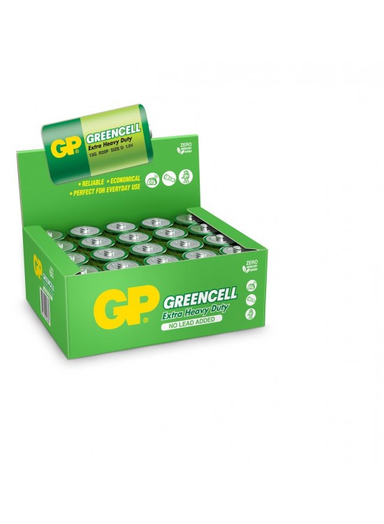 GP Greencel R20 Kalın D Boy Çinko Pil 20'li Paket GP13-2S2 GP Greencel R20 Kalın D Boy Çinko Pil 20'li Paket GP13-2S2